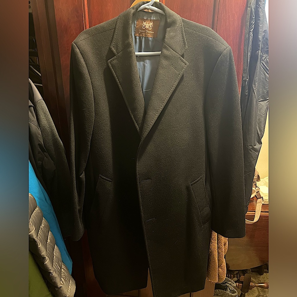 Hickey Freeman Navy Overcoat 44reg